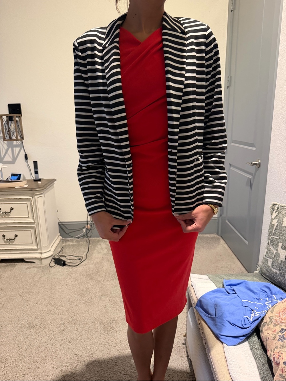 Chico's Black & White Striped Blazer